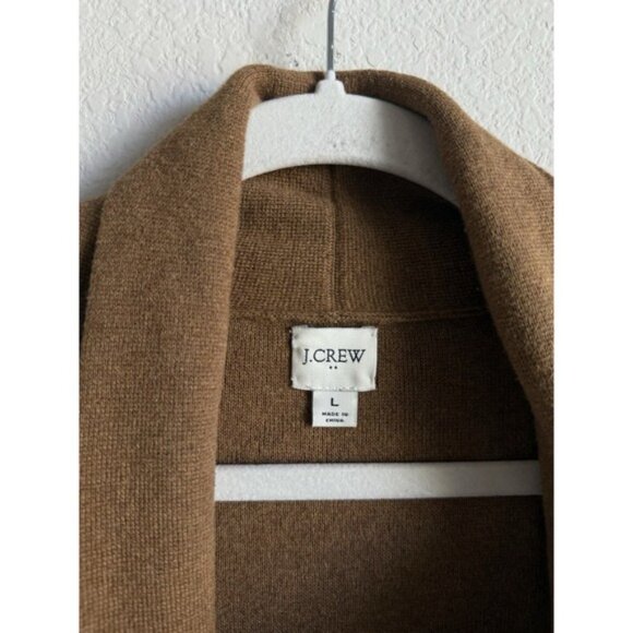 J.Crew Chelsea Open Front Cardigan Sweater Blazer Knit Htr Camel Women's Large - Picture 8 of 13